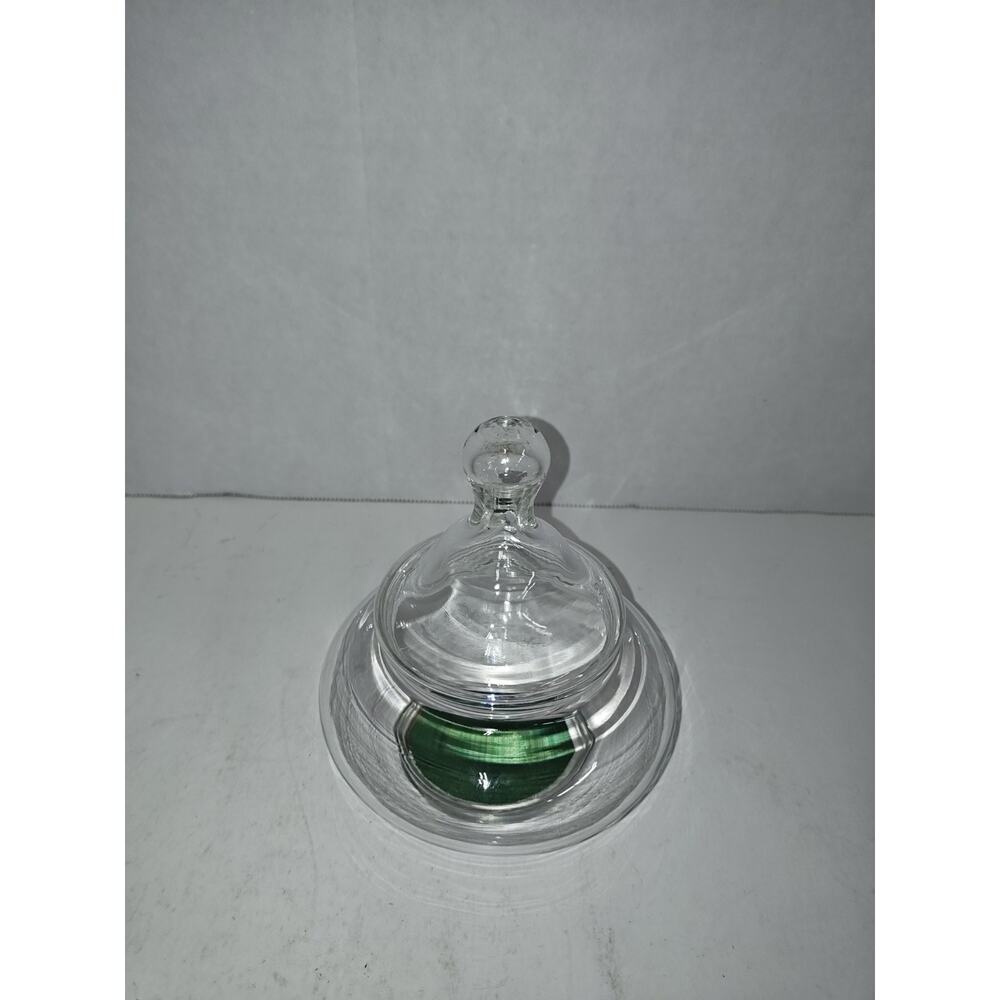 Vintage Glass Apothecary Jar Clear Glass Top & Lid Tall Vanity Boudoir Jar Decor